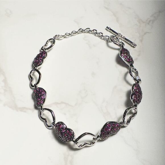 Jared's Silver Multi Paved Ruby Heart Bracelet - Picture 2 of 11